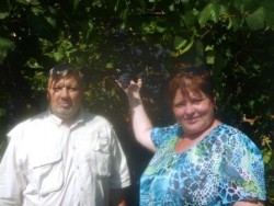 зам главы администрации г Южноуральска у гроздей винограда памяти Домбковской.JPG